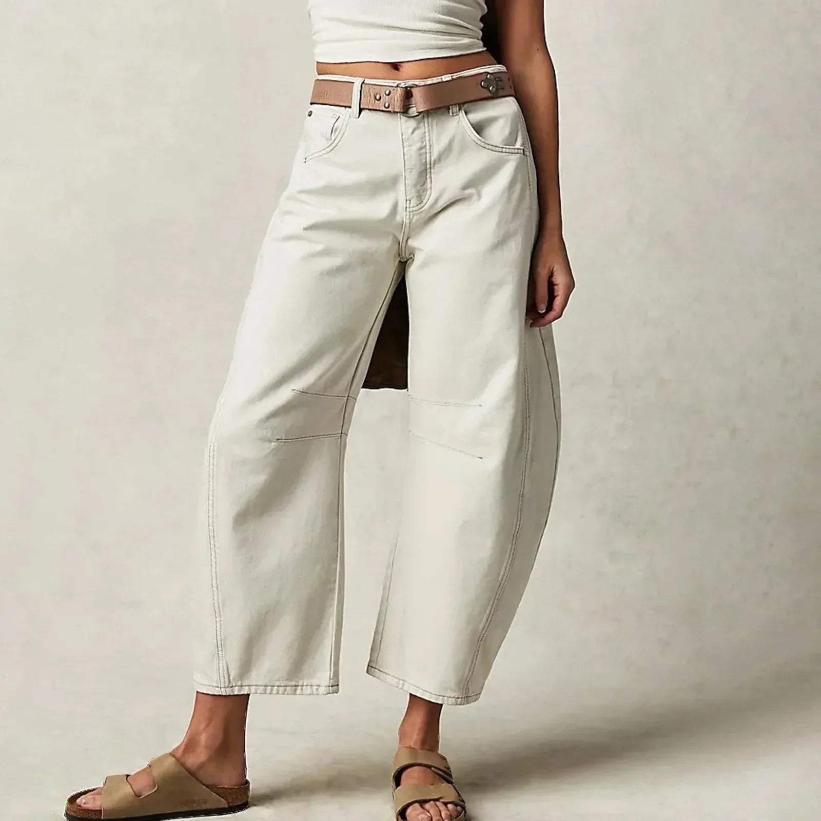 Jeans Anchos de Mujer de Denim con Cintura Alta y Corte Relajado