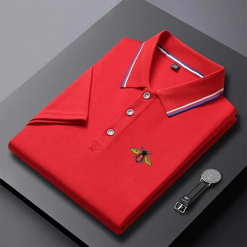 Polo de manga corta para hombre - bordado con botones - casual diario