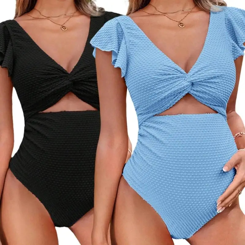 Mujeres traje de baño maternidad dos piezas conjunto de natación con volantes