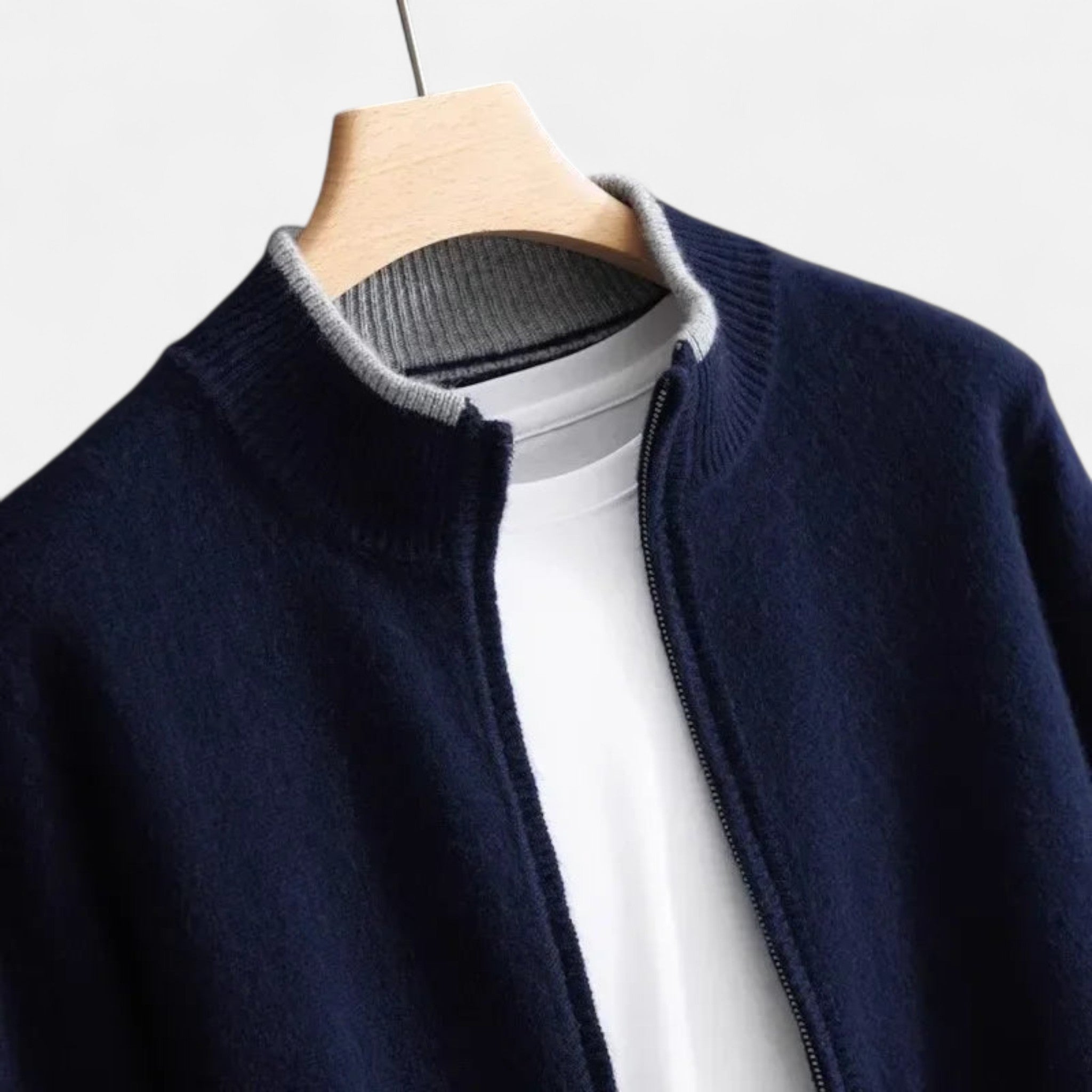 Cazadora Zip-Up Hombre en Cachemira Peinada Premium