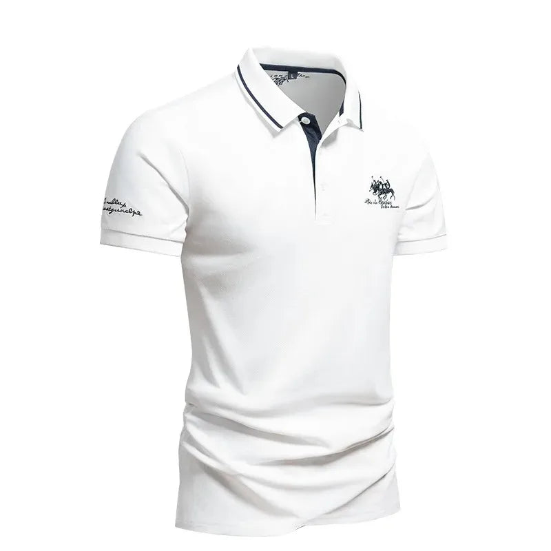 Polo de algodón para hombre - cuello bordado casual - verano