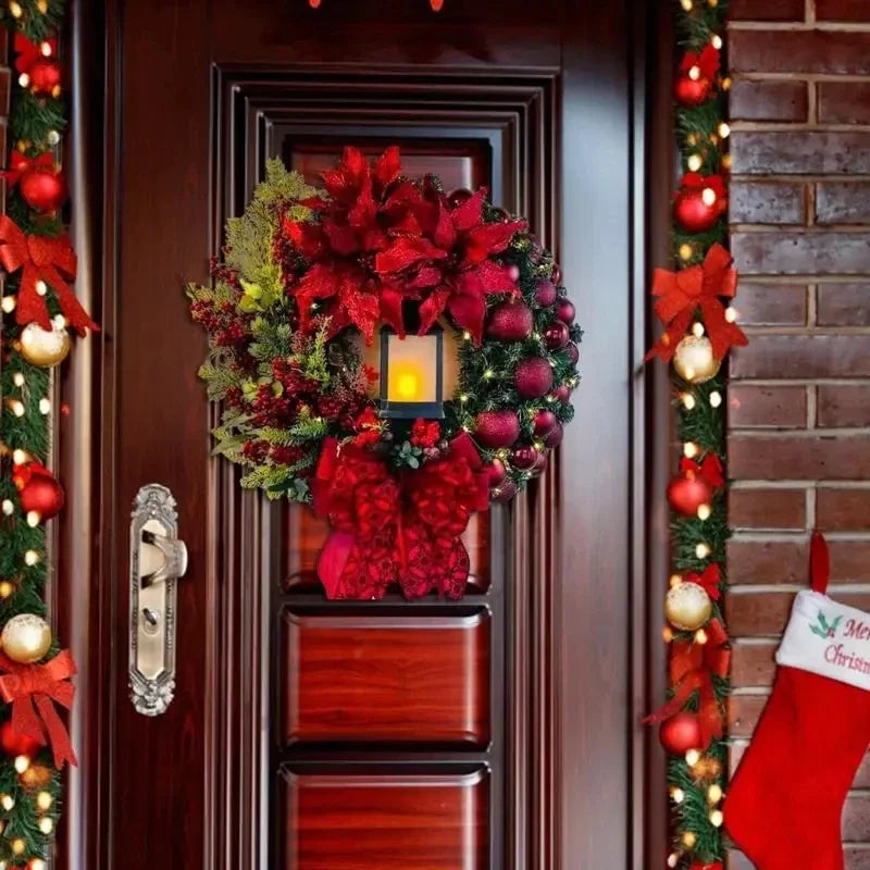 Corona de Navidad de 45 cm con Luces LED para Colgar en Puerta o Ventana