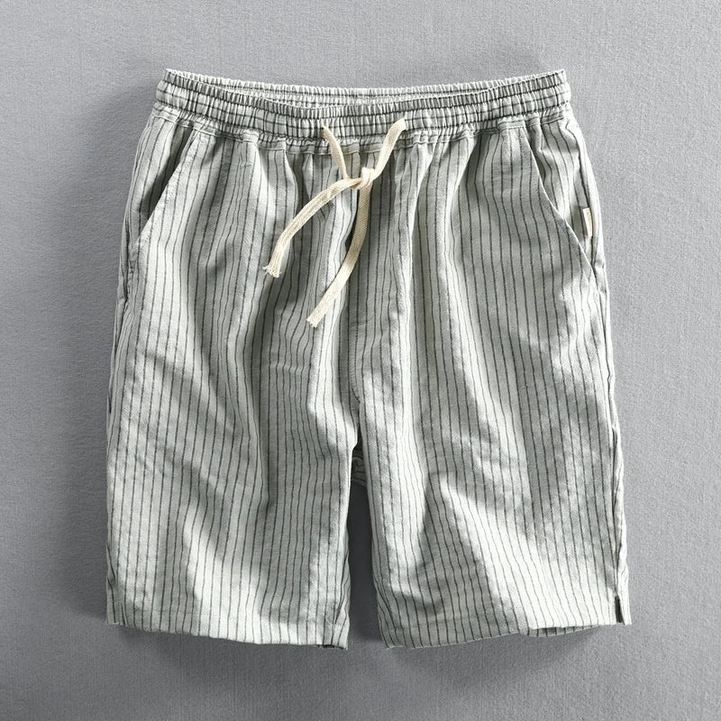 Pantalones cortos de algodón para hombre - corte holgado a rayas - casual verano