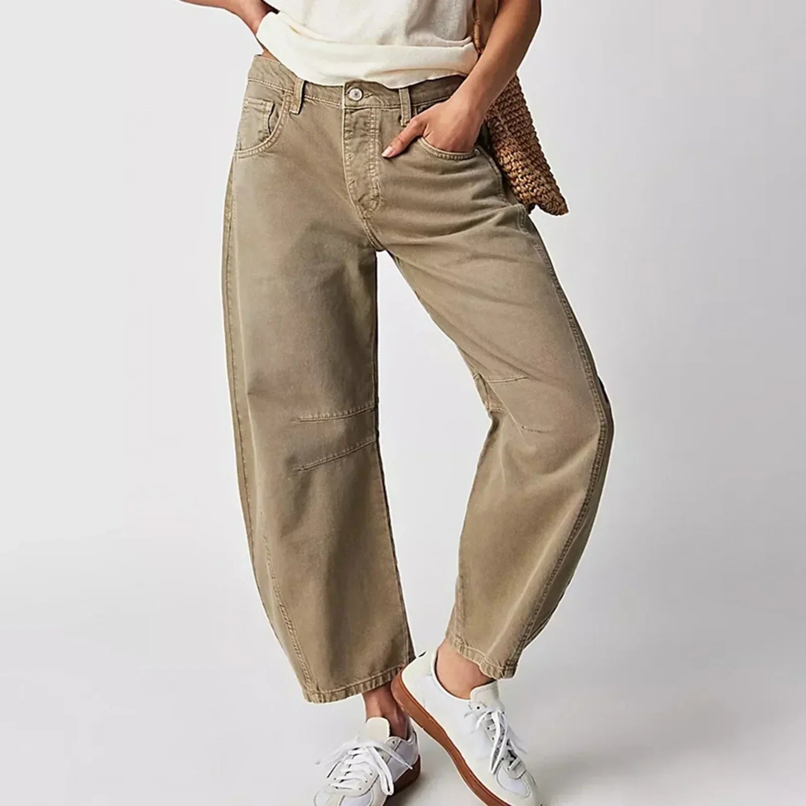 Jeans Anchos de Mujer de Denim con Cintura Alta y Corte Relajado