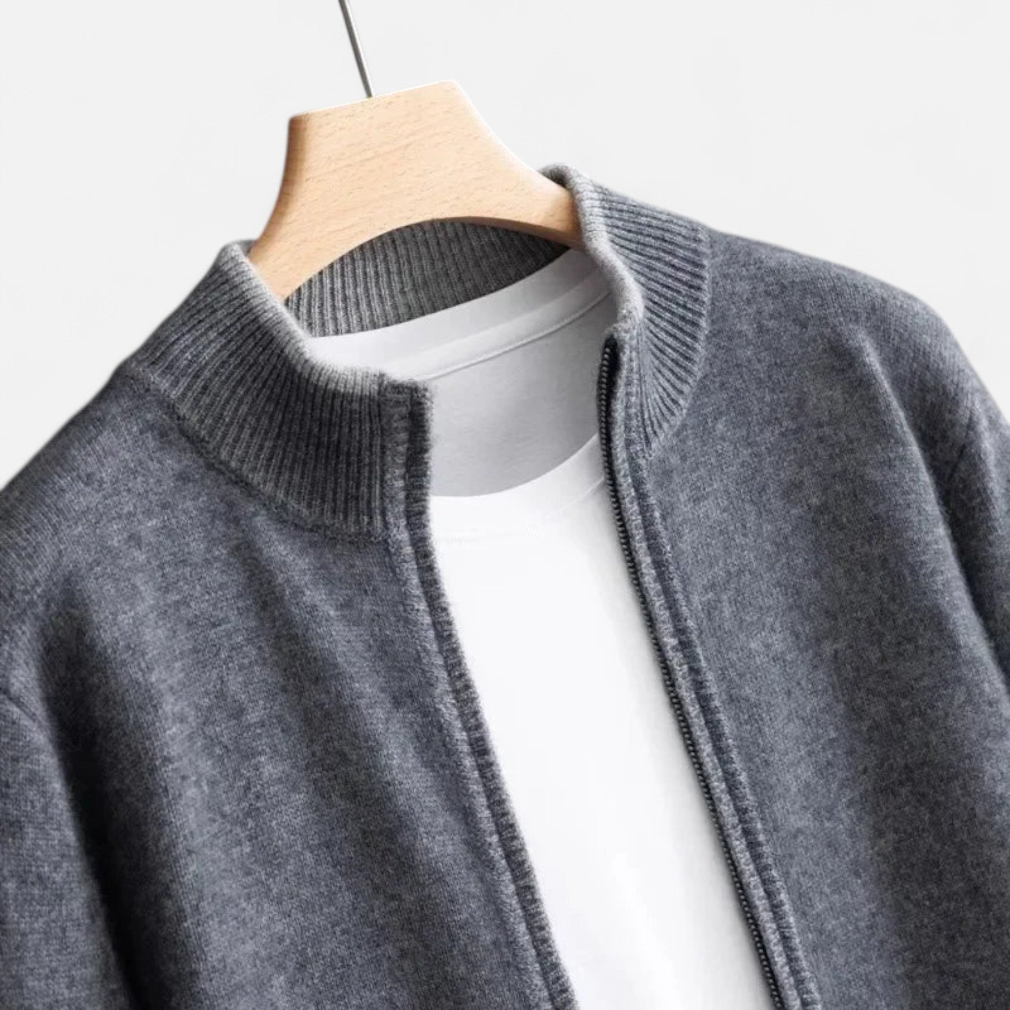 Cazadora Zip-Up Hombre en Cachemira Peinada Premium