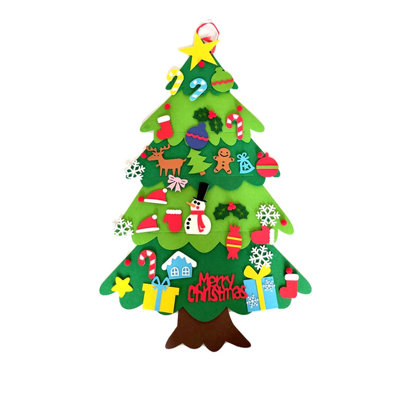 Arbre de Noël en feutre de 1 m pour loisirs créatifs des enfants avec 32 décorations