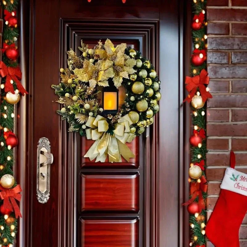 Corona de Navidad de 45 cm con Luces LED para Colgar en Puerta o Ventana