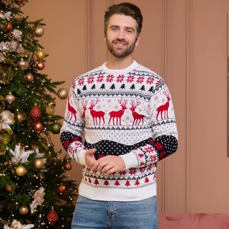 Pull de Noël assorti pour toute la famille, femme, homme et enfants, à col rond