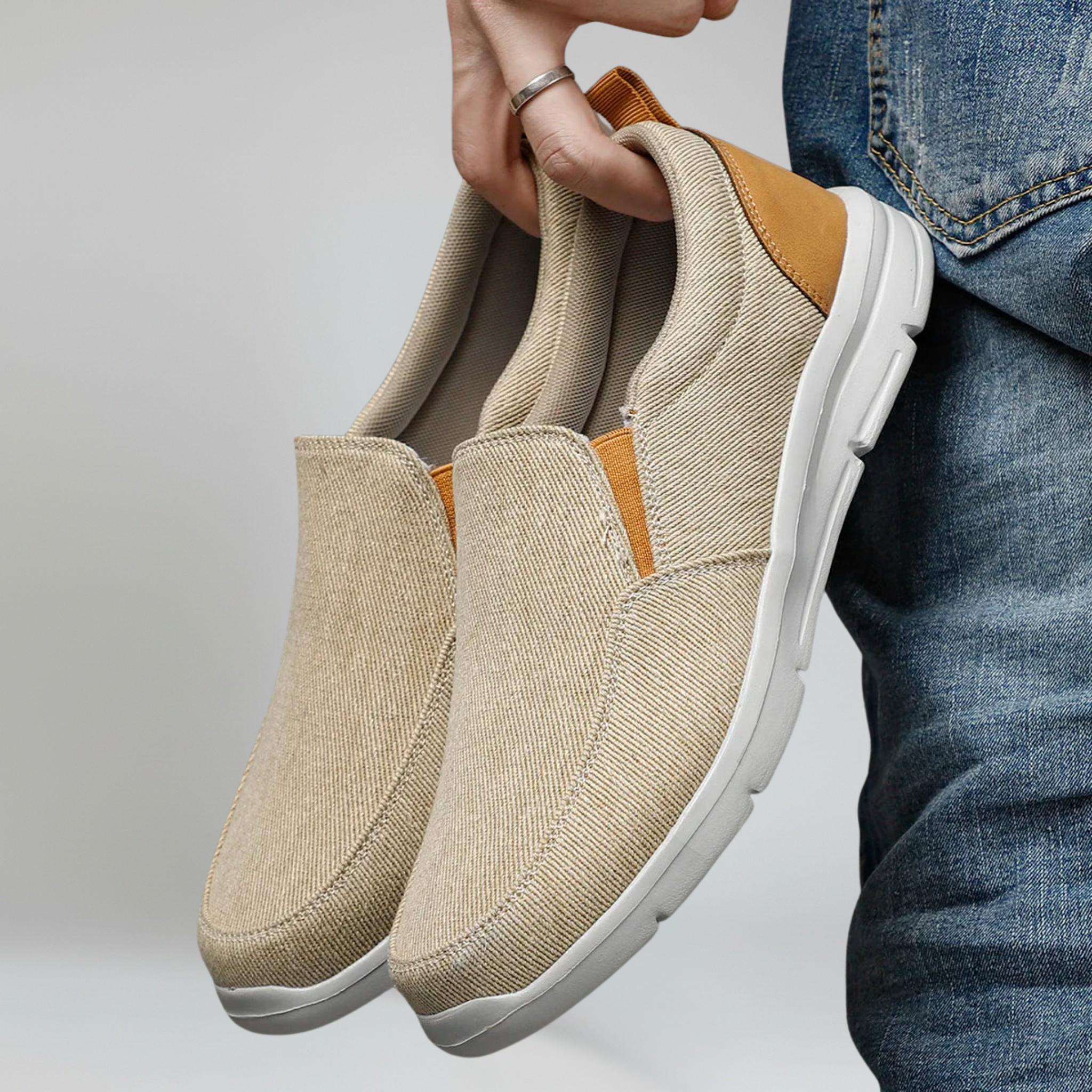 Mocasines de Lona para Hombre Estilo Slip-On con Suela de EVA Transpirable