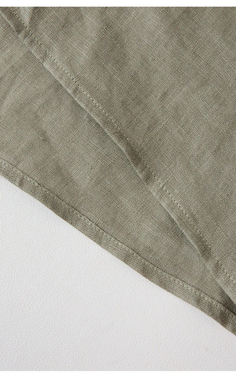 Short Linen Shirt for Women with Oversize Cut, V-Neck, and Buttons