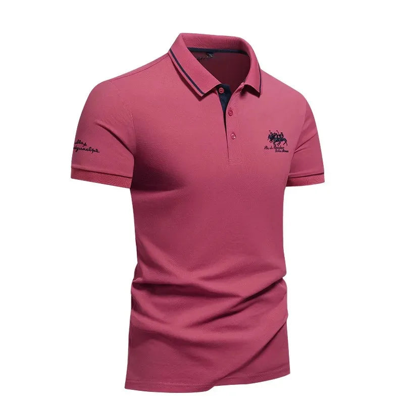 Polo de algodón para hombre - cuello bordado casual - verano