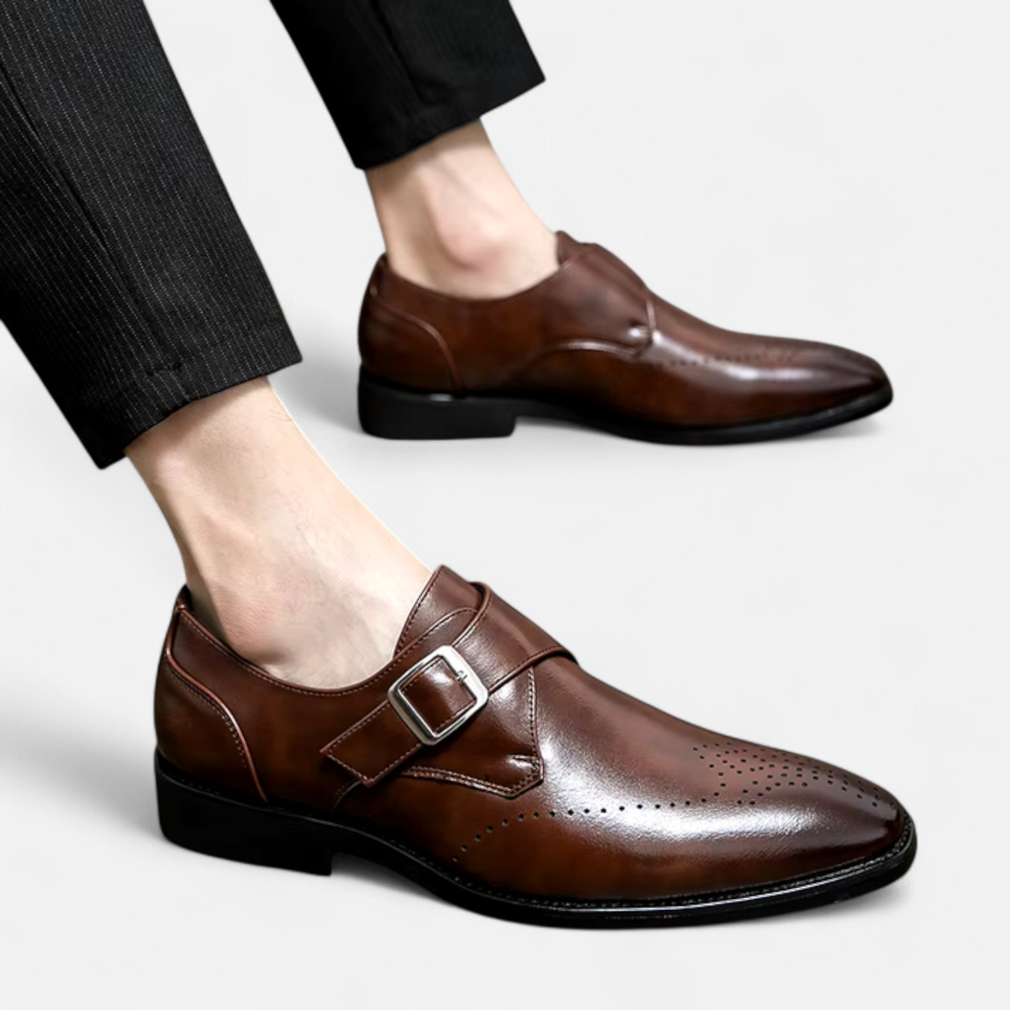 Zapatos Monk Strap Hombre Ashford Puntera Perforada