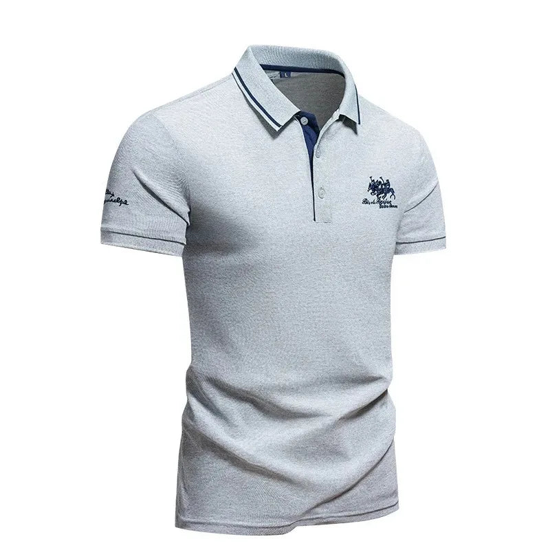 Polo de algodón para hombre - cuello bordado casual - verano