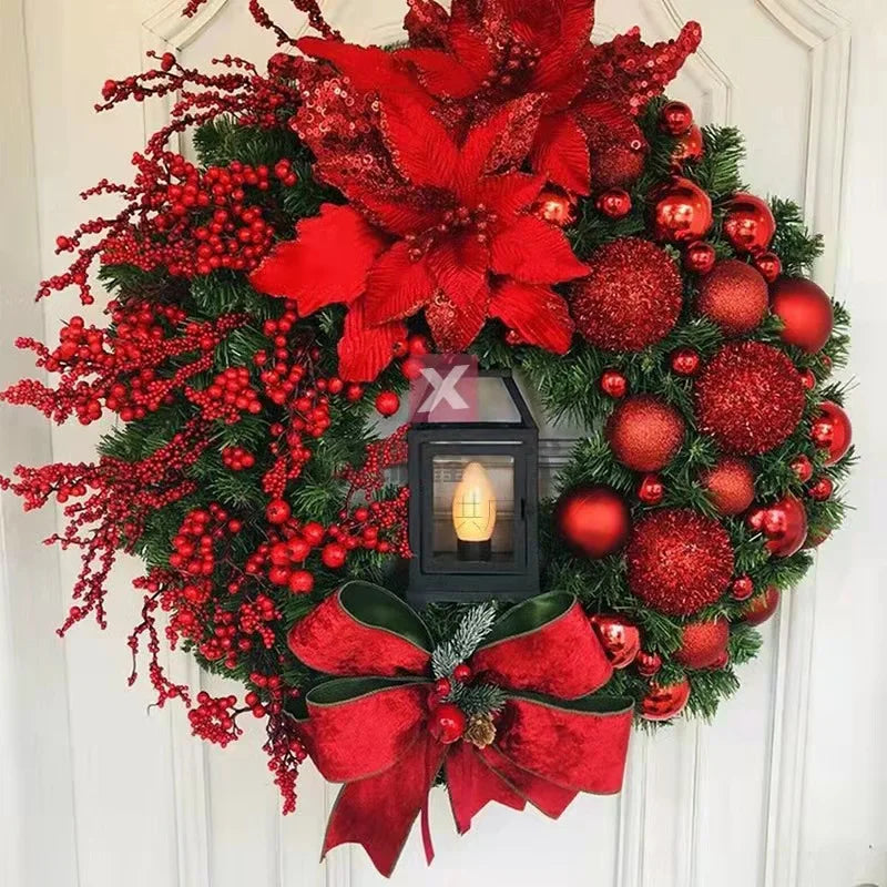 Corona de Navidad de 45 cm con Luces LED para Colgar en Puerta o Ventana