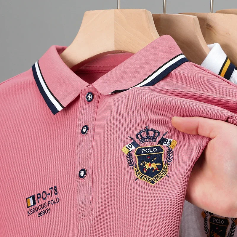 Polo de manga corta para hombre - mezcla de algodón con bordado - moda casual