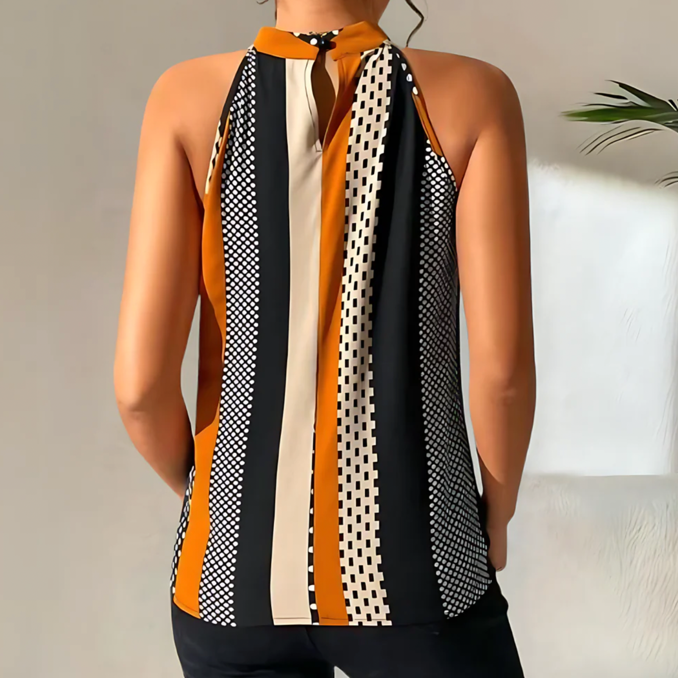 Top halter mujer con estampado | blusa sin mangas para diario