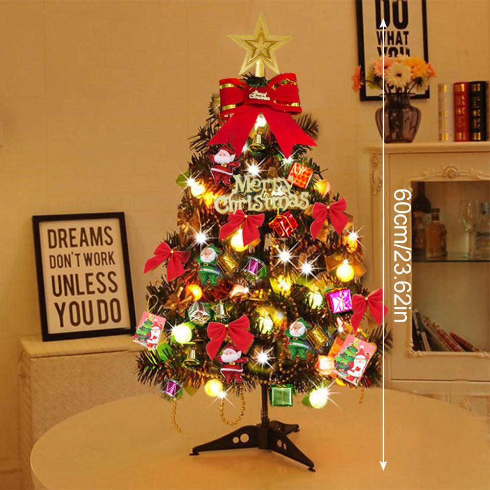 Dekorativní stolní stromek o výšce 50 cm s LED světýlky a sadou ozdob