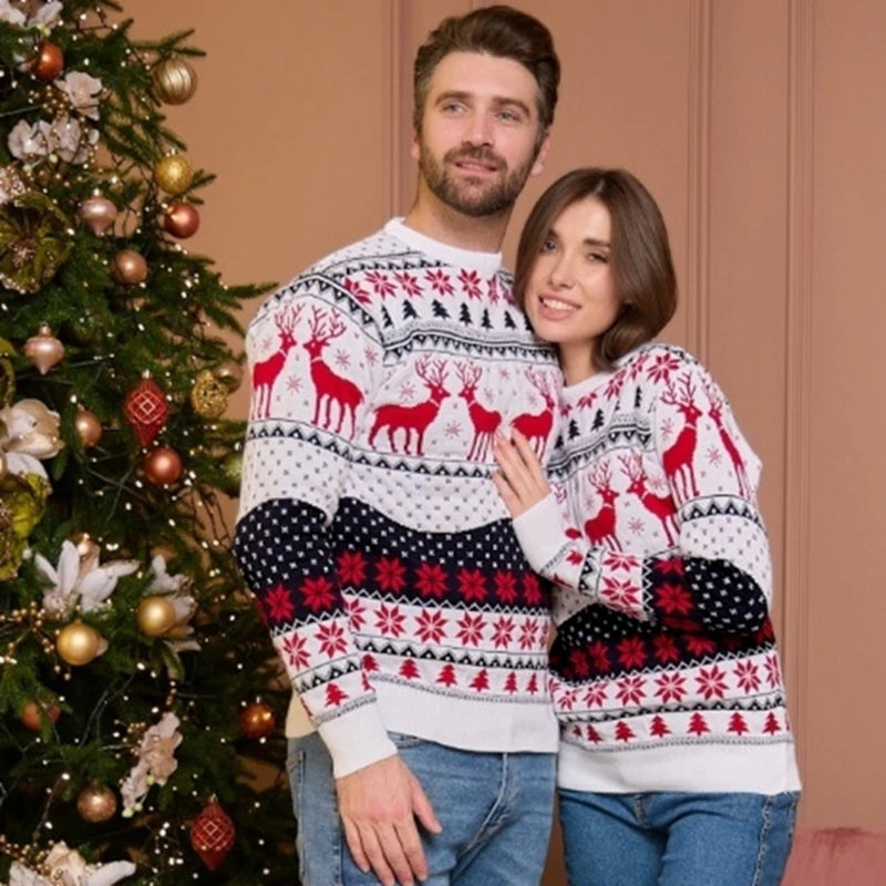 Pull de Noël assorti pour toute la famille, femme, homme et enfants, à col rond