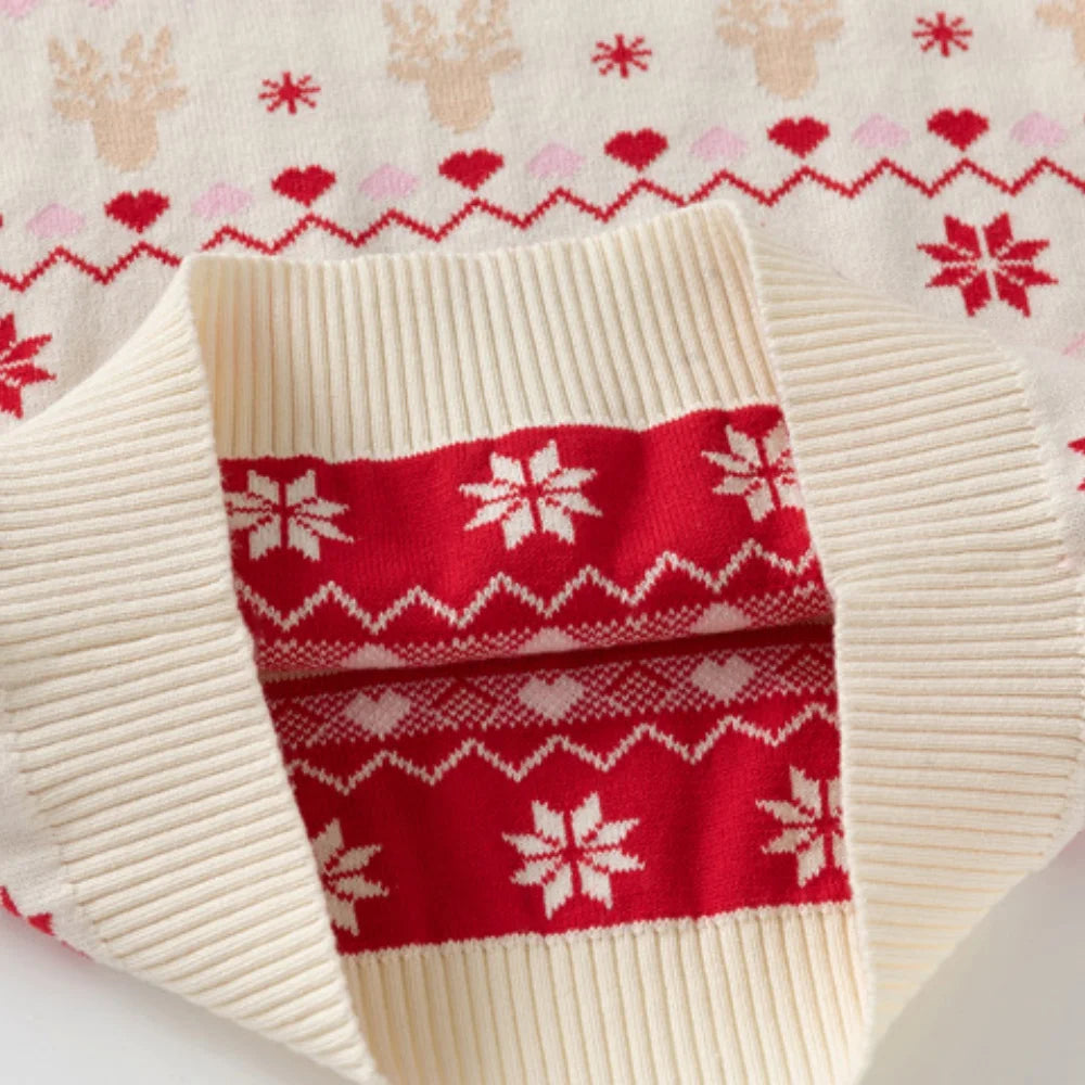 Jersey Navideño Infantil Unisex de Algodón y Poliéster con Cuello Redondo