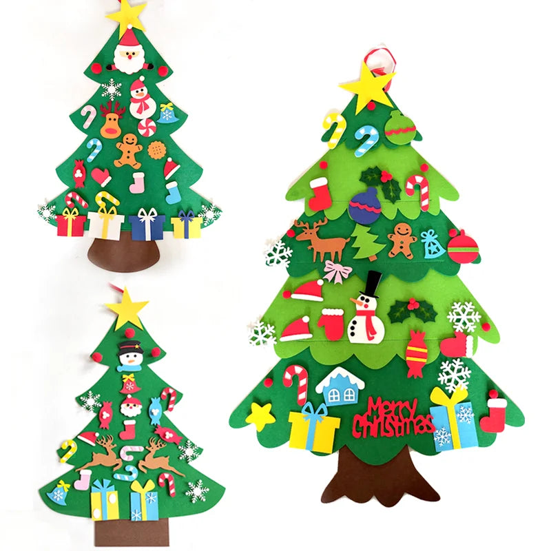Arbre de Noël en feutre de 1 m pour loisirs créatifs des enfants avec 32 décorations