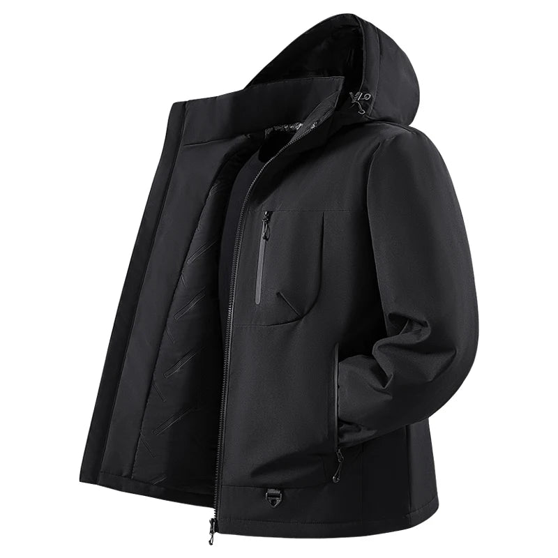 Chaqueta Cortavientos de Poliéster para Hombre con Forro de Grafeno y Capucha