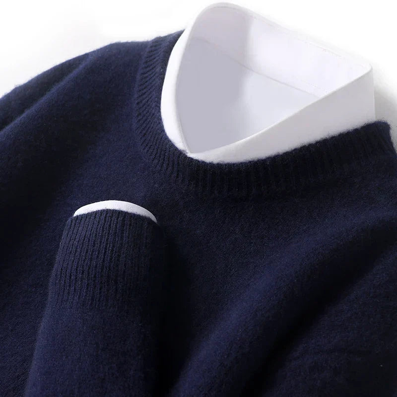 Jersey de Punto Fino para Hombre con Cuello Redondo y Ajuste Regular