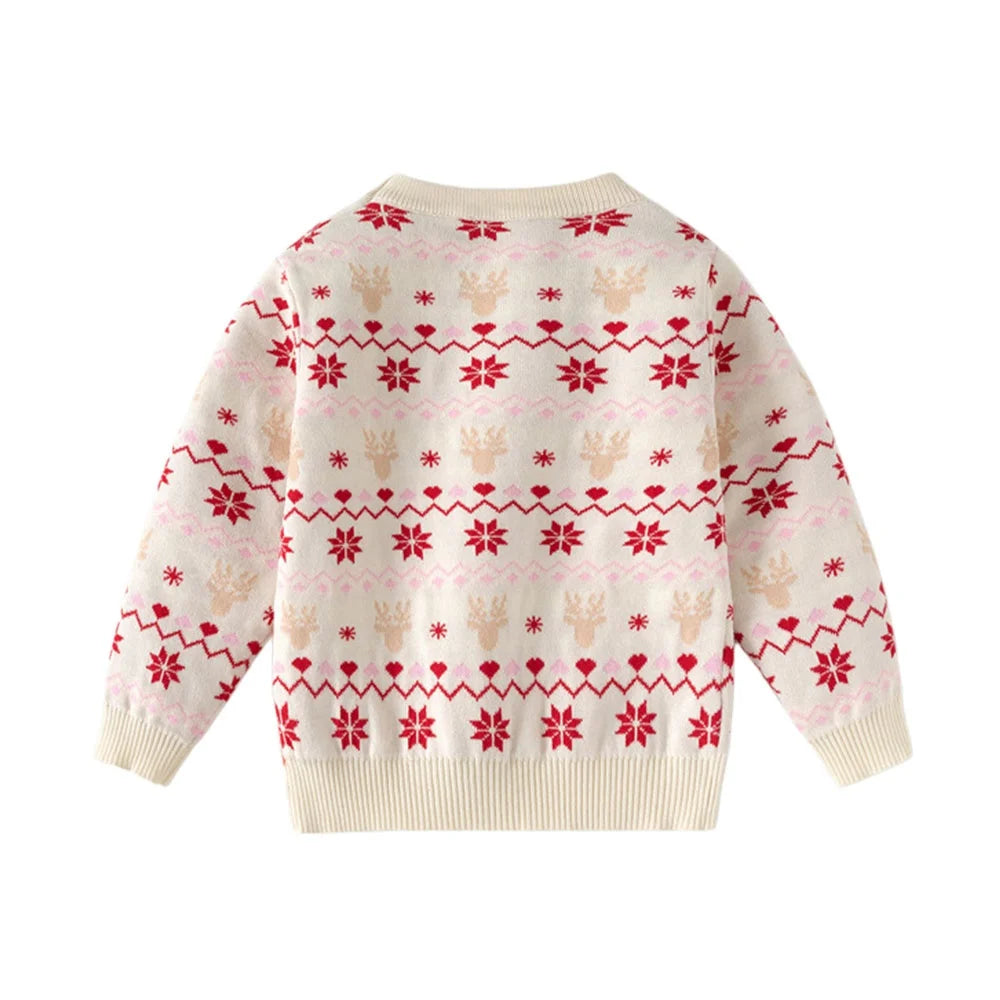 Jersey Navideño Infantil Unisex de Algodón y Poliéster con Cuello Redondo