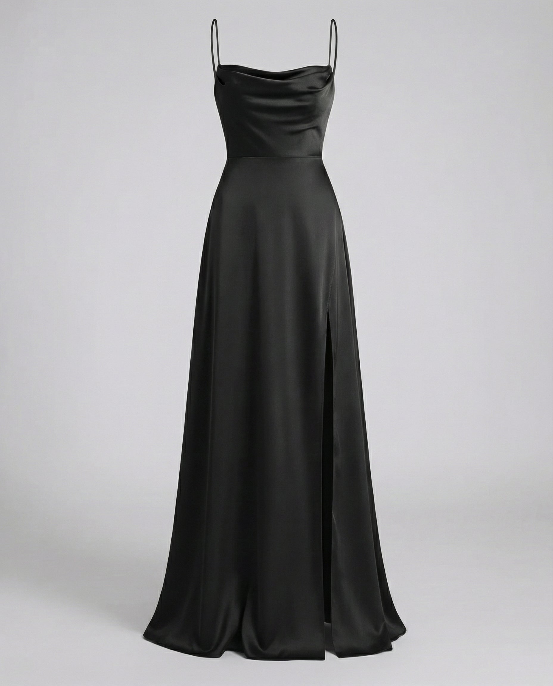 Vestido de seda para mujer - escote drapeado con abertura - gala