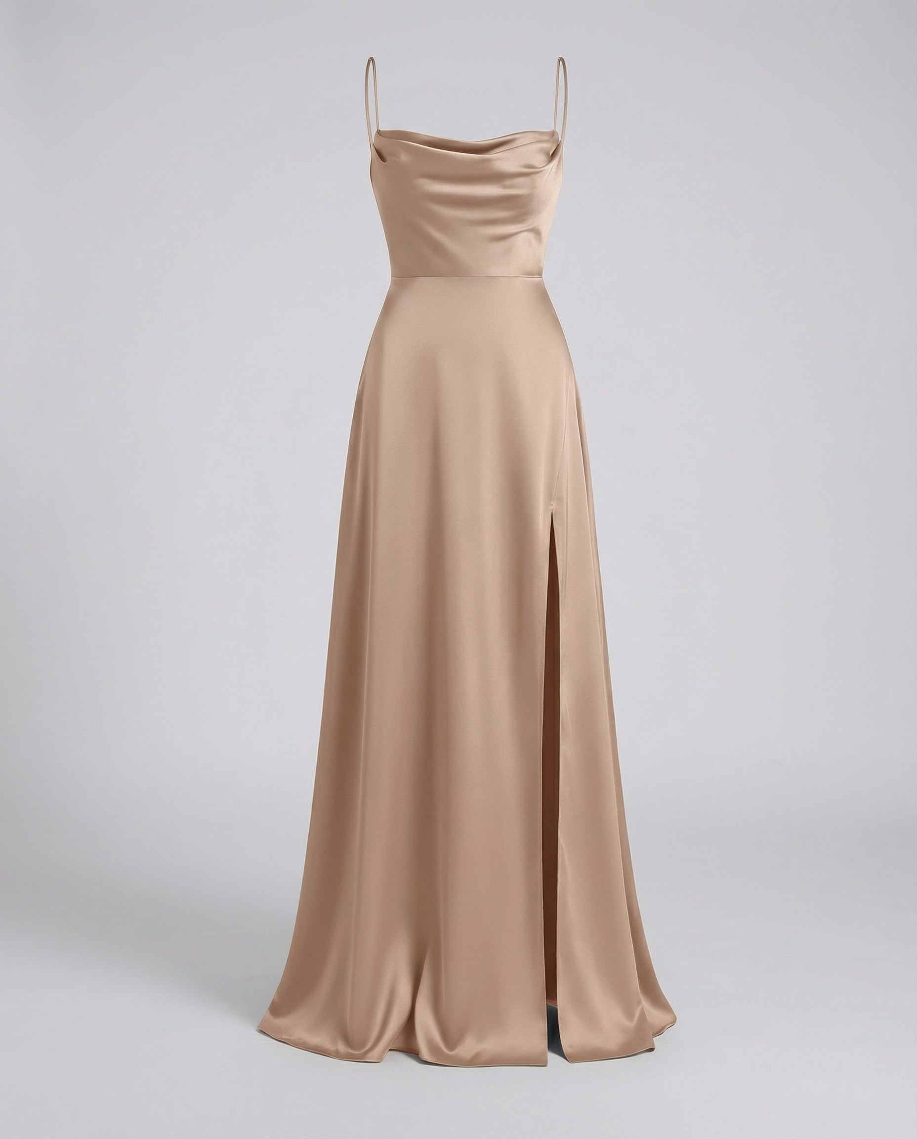 Vestido de seda para mujer - escote drapeado con abertura - gala