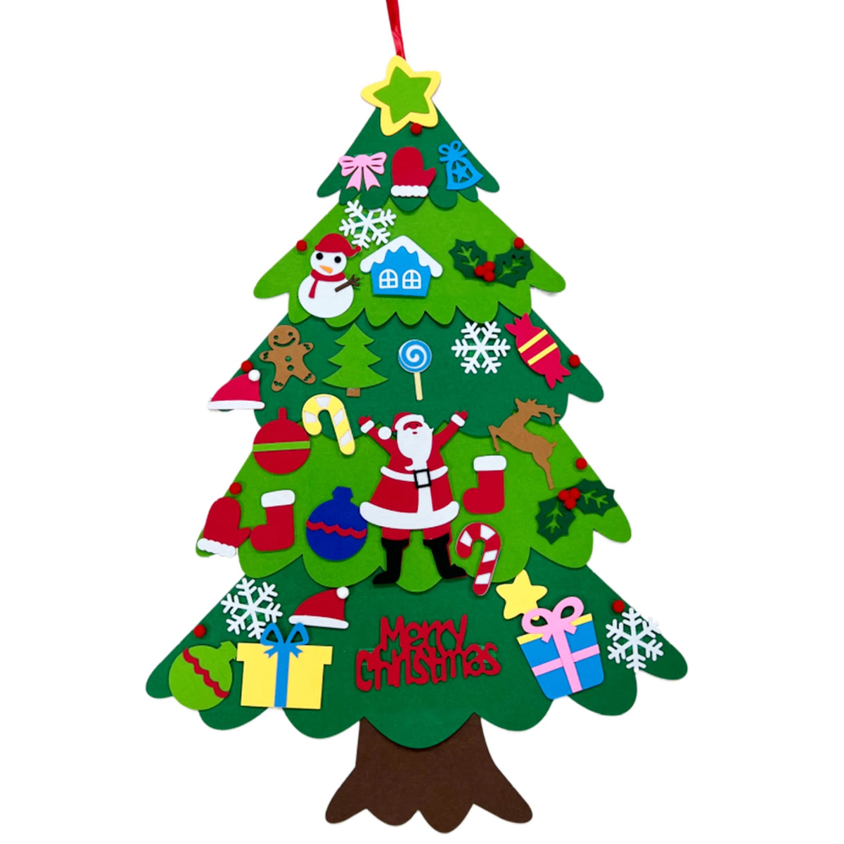Arbre de Noël en feutre de 1 m pour loisirs créatifs des enfants avec 32 décorations