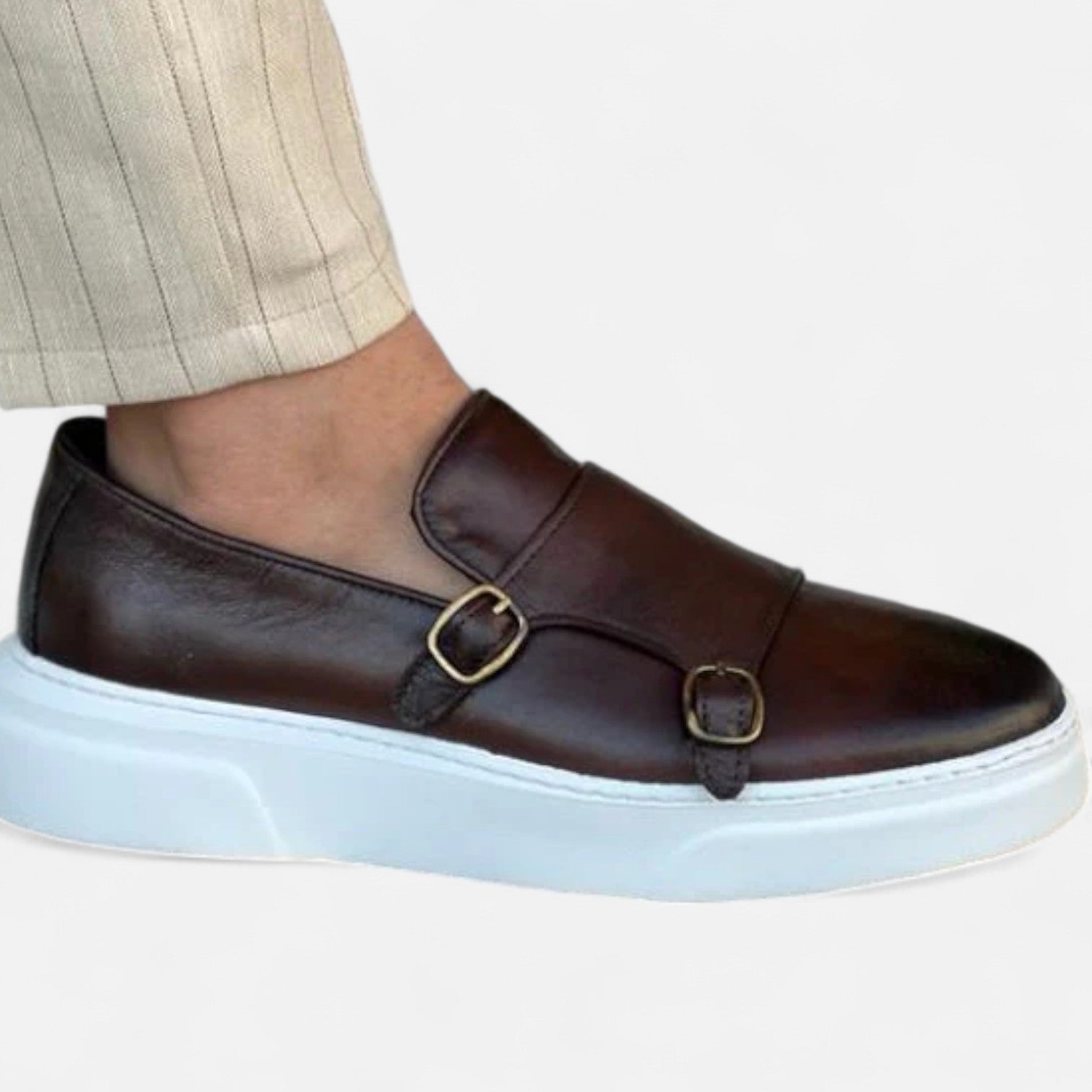 Eliaro Moda | Δερμάτινα Μοκασίνια με Διπλή Αγκράφα για Άντρες – Στυλ Monk Strap με Χειροποίητη Διάκριση και Λεπτή Σιλουέτα