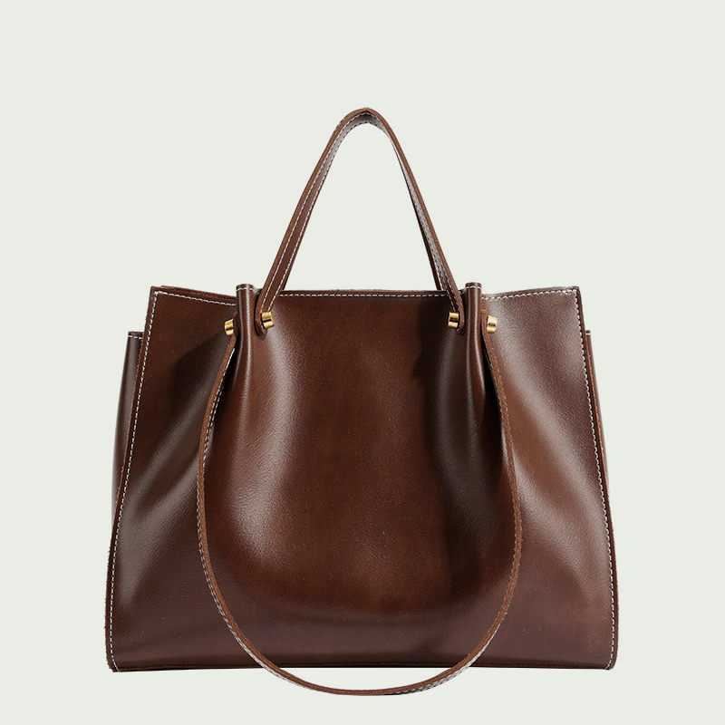 Bolso Tote de Hombro en Cuero Vegano con Cierre de Cremallera para Mujer