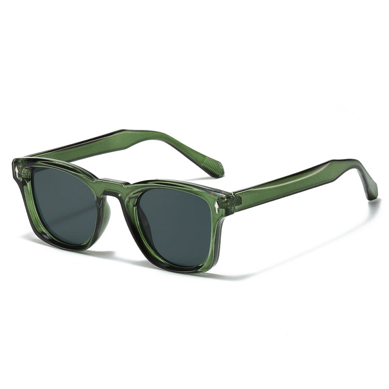 Retro čtvercové sluneční brýle s nýty a gradientními skly, UV400 ochrana, unisex