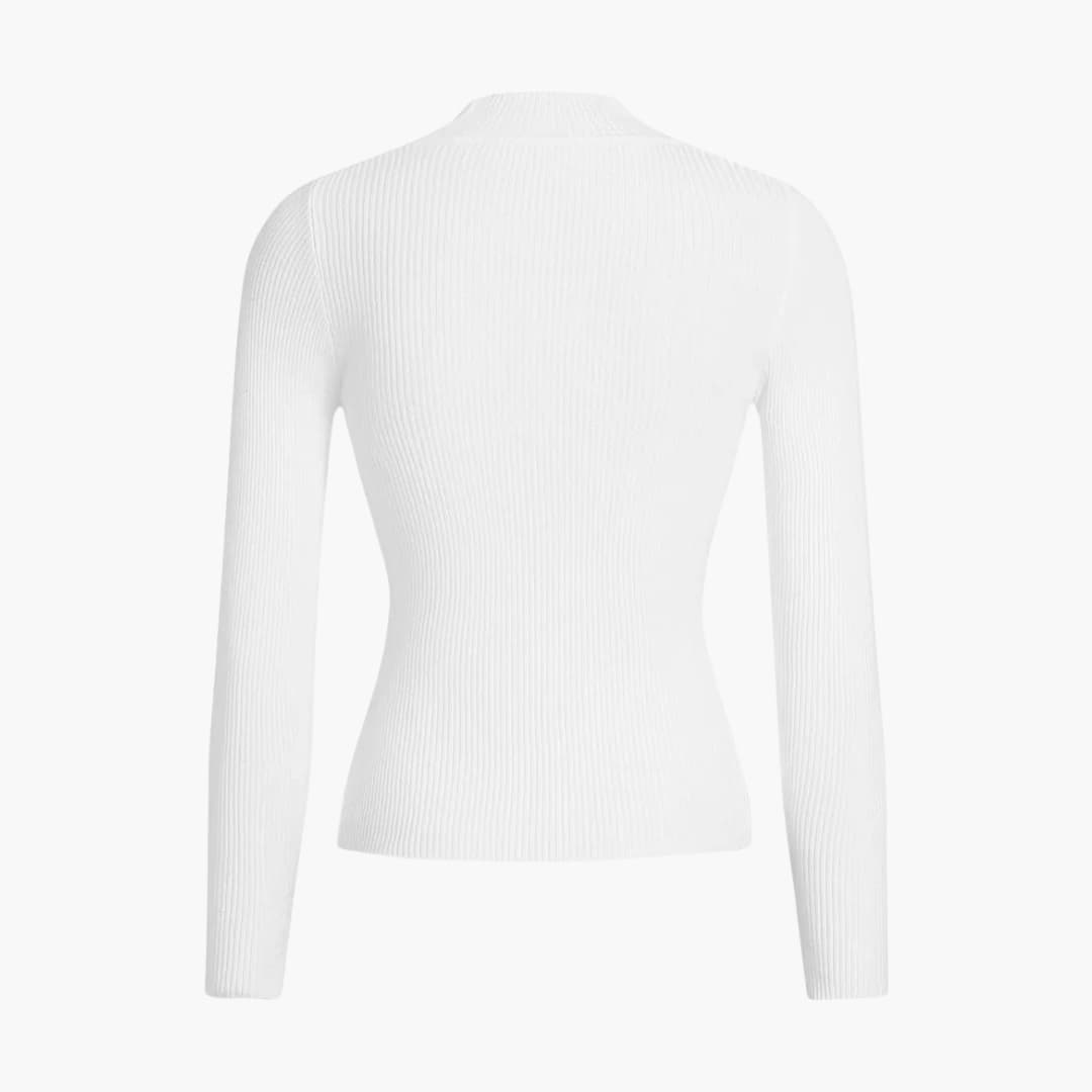 Jersey de punto para mujer con cuello alto falso y corte entallado básico