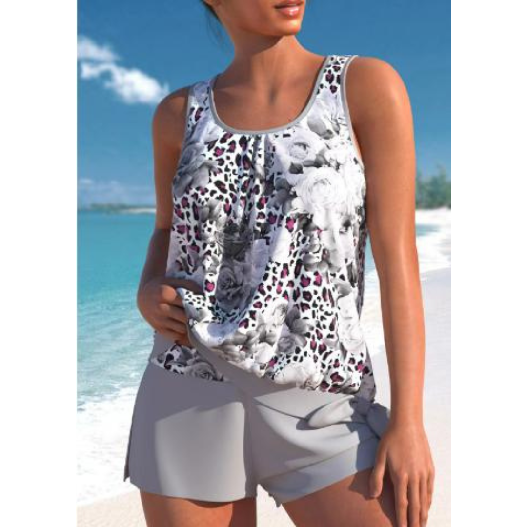 Conjunto de Tankini de Playa para Mujer con Top sin Mangas y Pantalones Cortos
