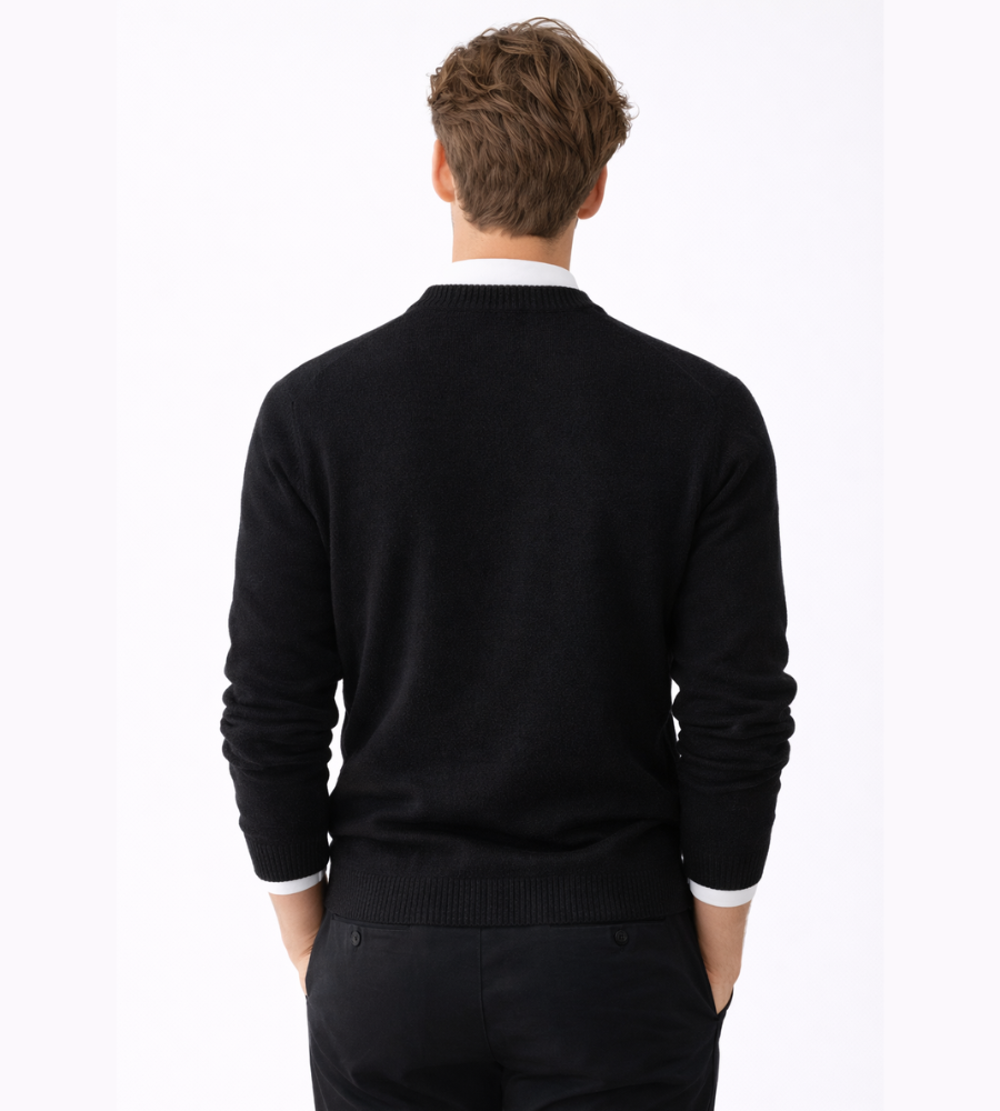 Jersey de Punto Fino para Hombre con Cuello Redondo y Ajuste Regular