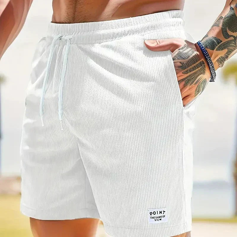 Pantalones cortos de pana para hombre - bermudas con cordón ajustables