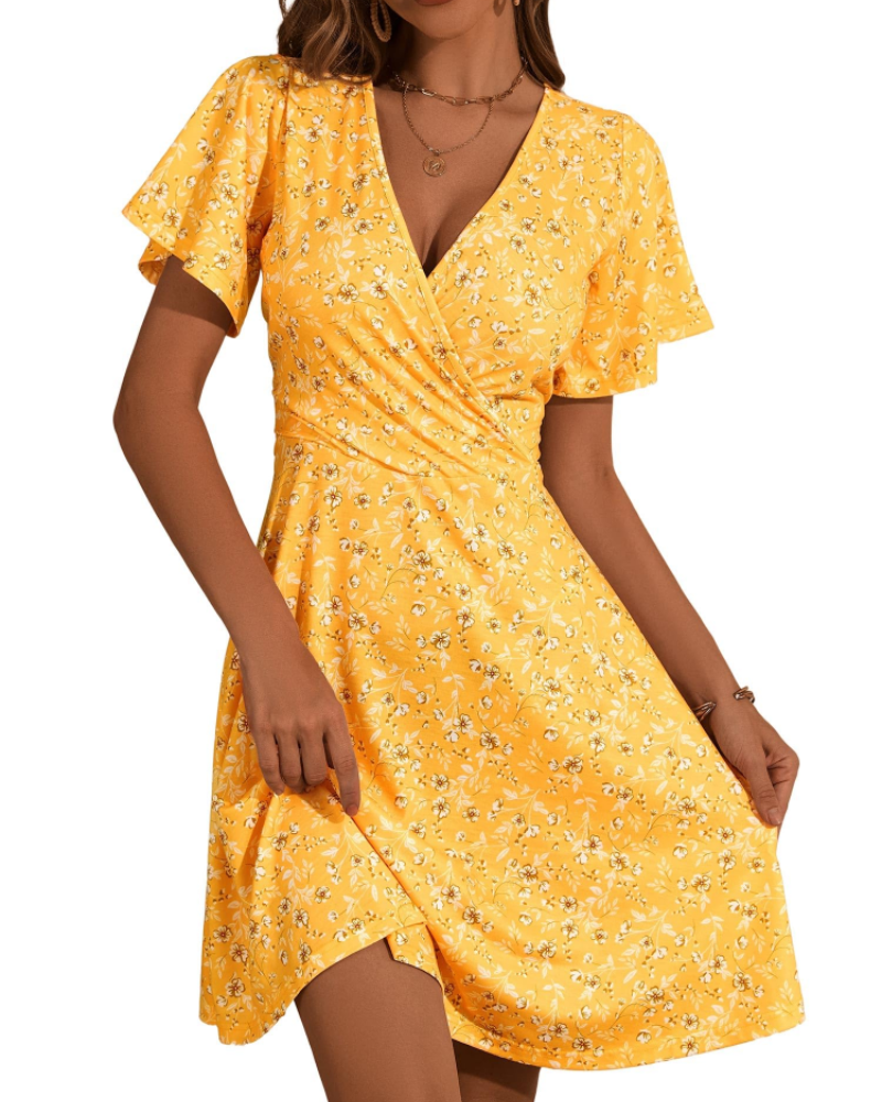 Vestido corto mujer | corte cruzado | cuello V | para eventos verano