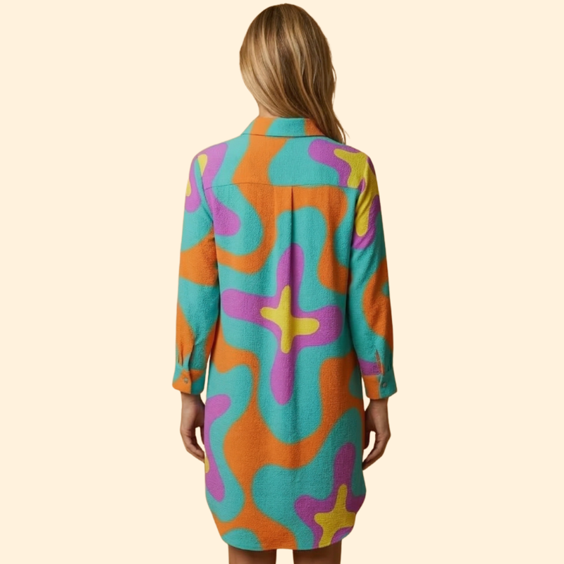 Vestido de Playa para Mujer Women's Beach Cover Up con Botones y Manga Larga