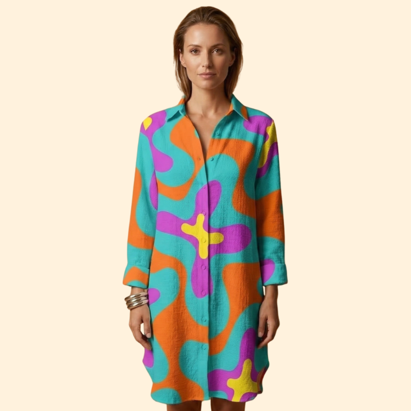 Vestido de Playa para Mujer Women's Beach Cover Up con Botones y Manga Larga