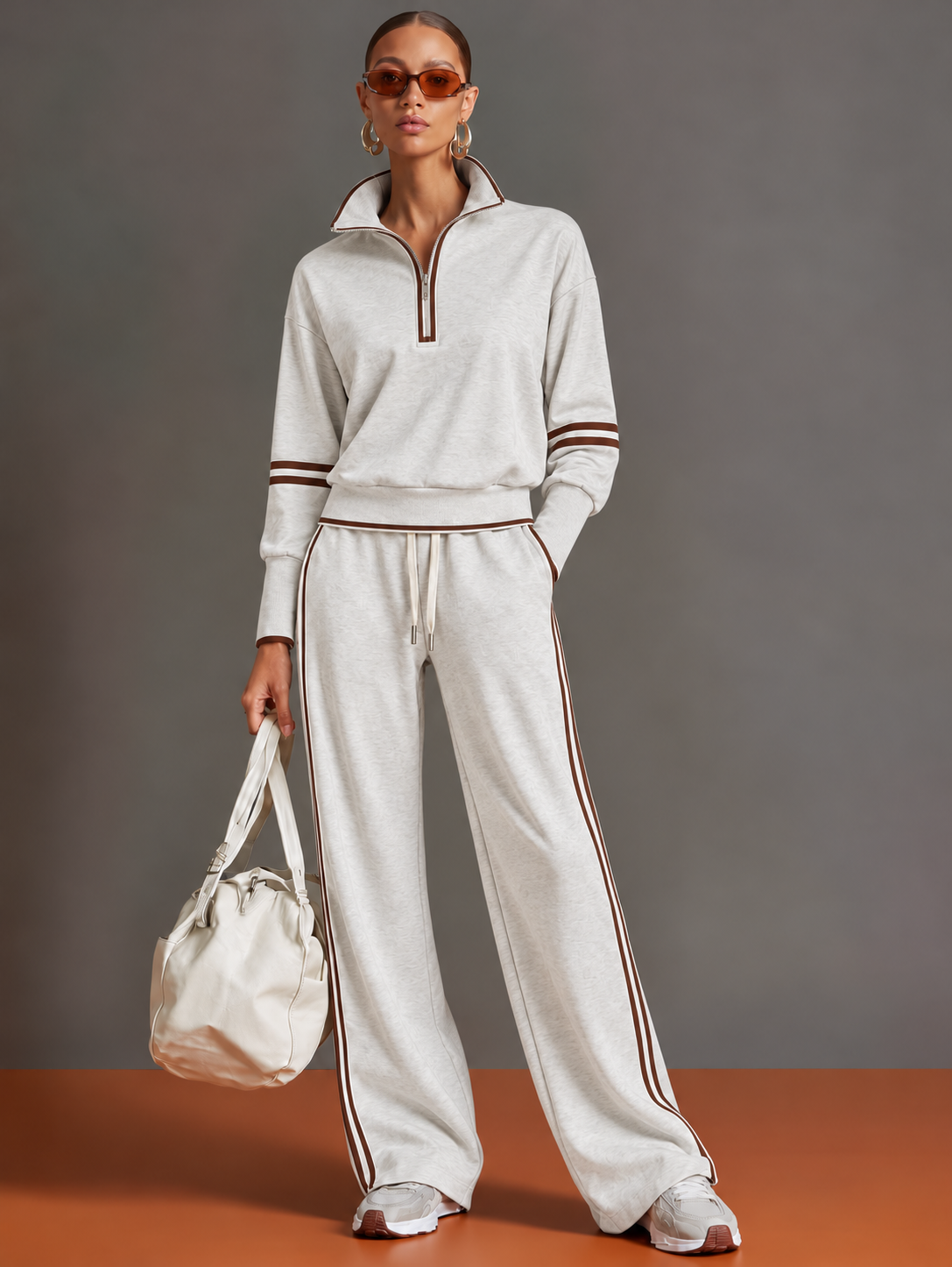 Conjunto de Mujer de Blusa y Pantalón de Pierna Ancha con Corte Relajado