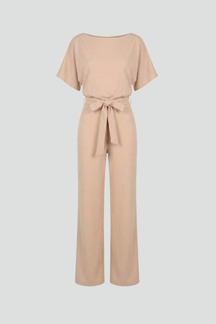 Mono largo para mujer - jumpsuit de pata ancha con cinturón | casual