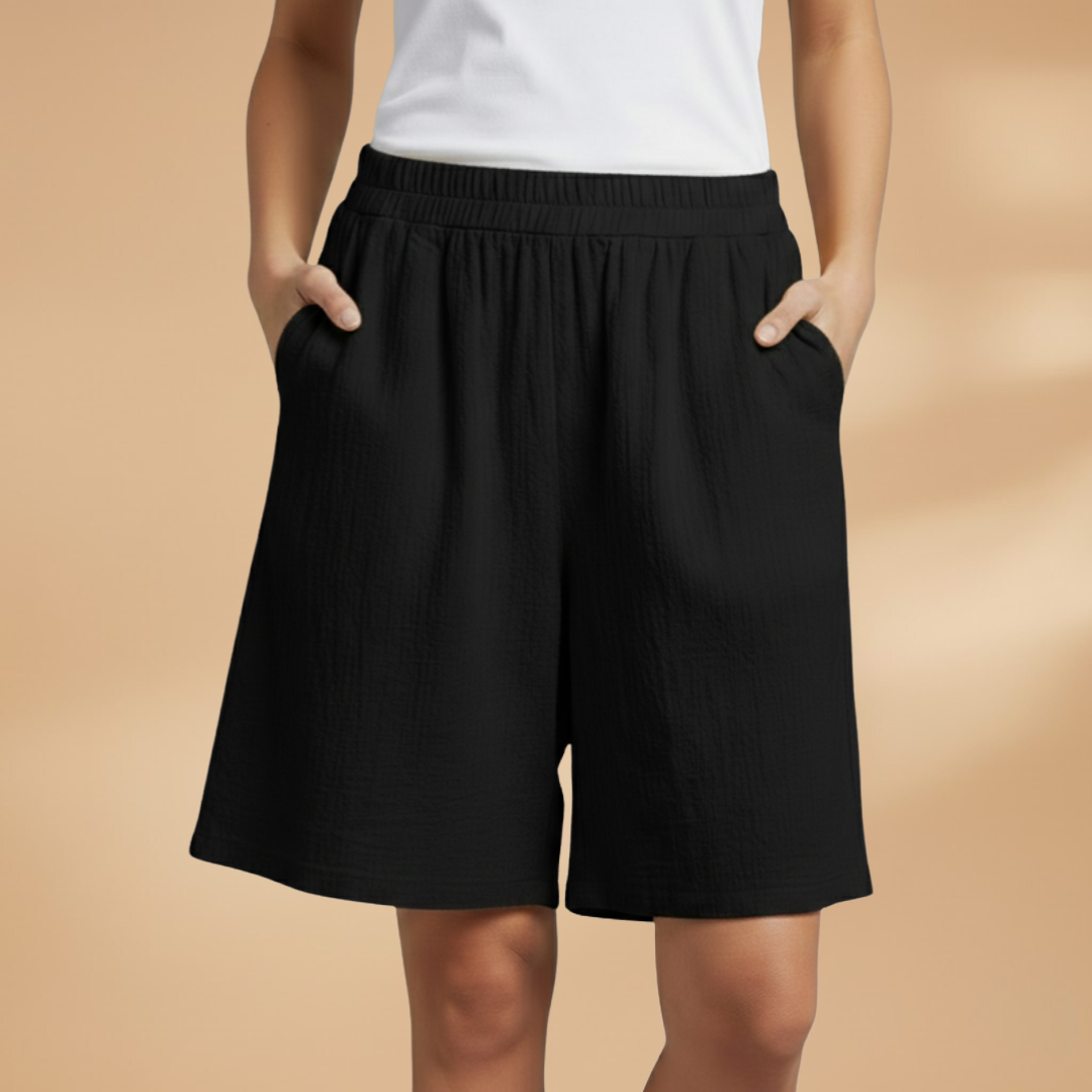 Pantalones cortos para mujer - bermudas holgadas con cintura elástica | casual