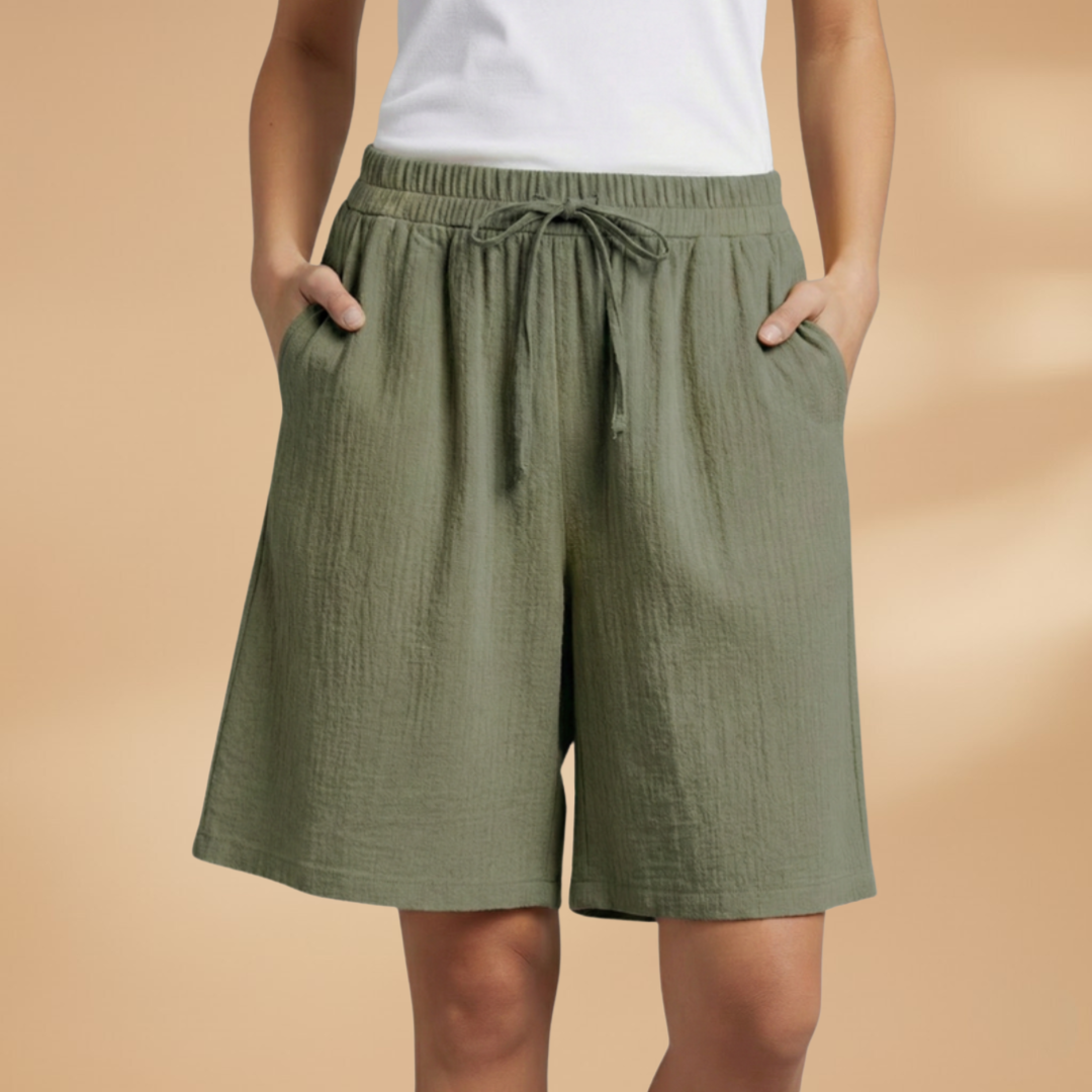 Pantalones cortos para mujer - bermudas holgadas con cintura elástica | casual