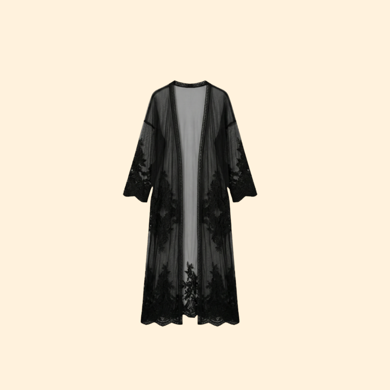 Cárdigan de Encaje para Mujer Women's Beach Cover Up con Frente Abierto y Transparente