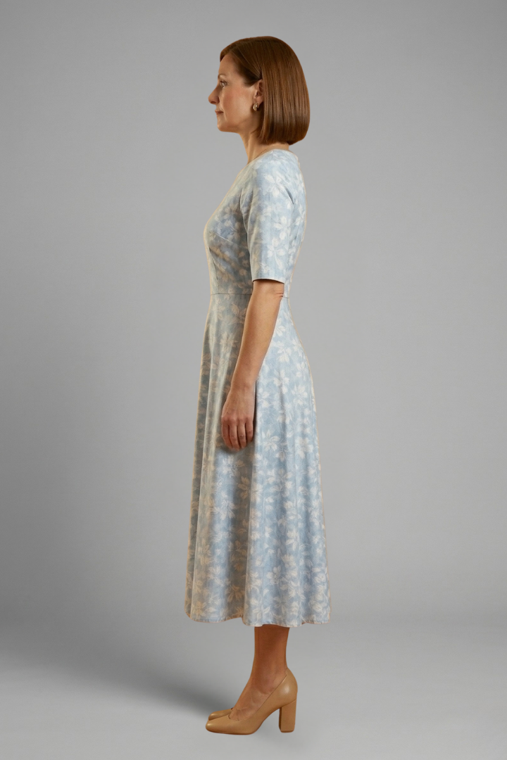 Vestido midi para mujer - vestido de corte relajado con cuello en V | casual