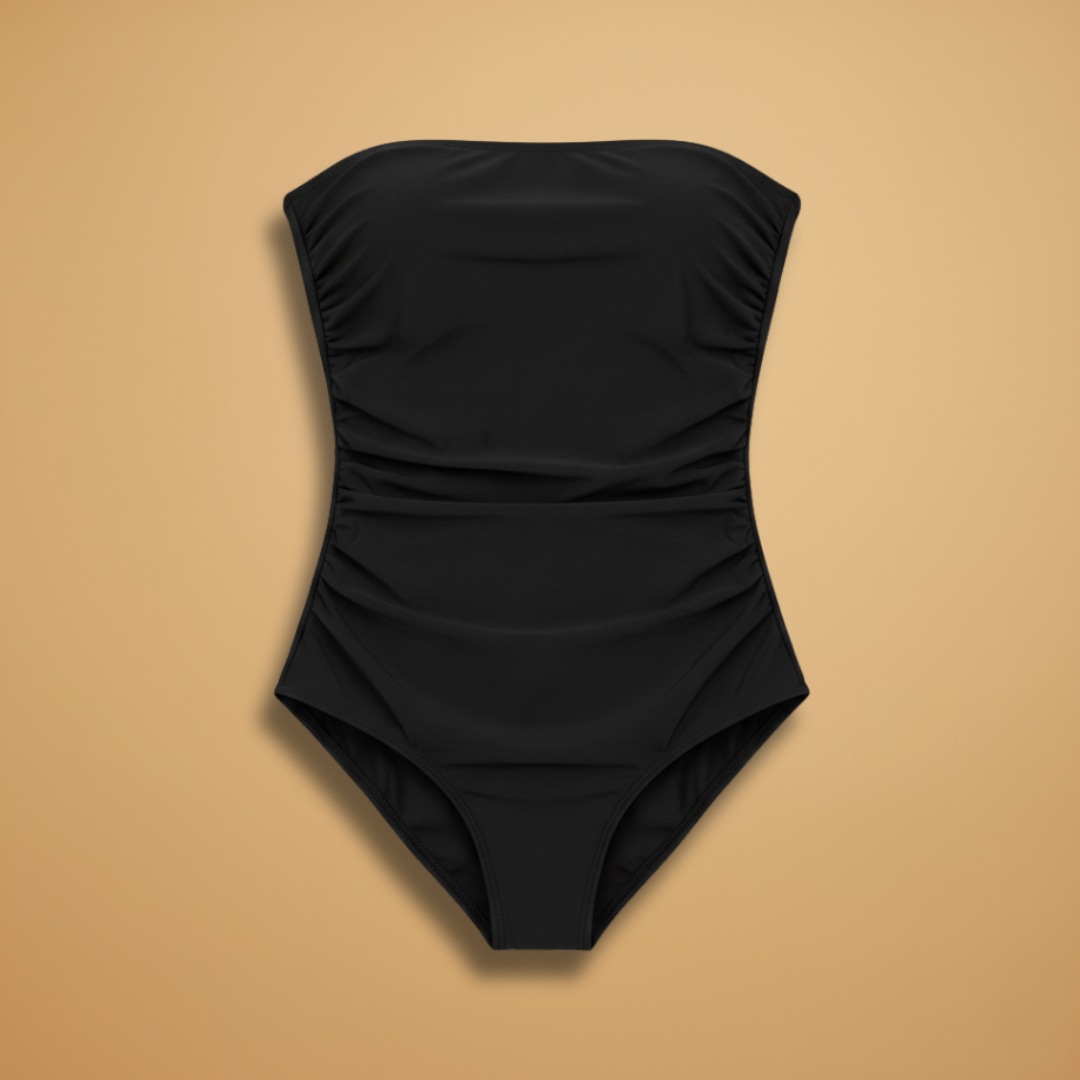 Traje de baño de una pieza para mujer - bañador palabra de honor fruncido | playa