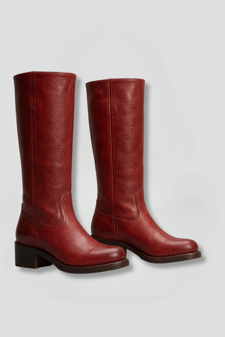 Botas de Mujer de Caña Media con Tacón Ancho y Diseño sin Cordones
