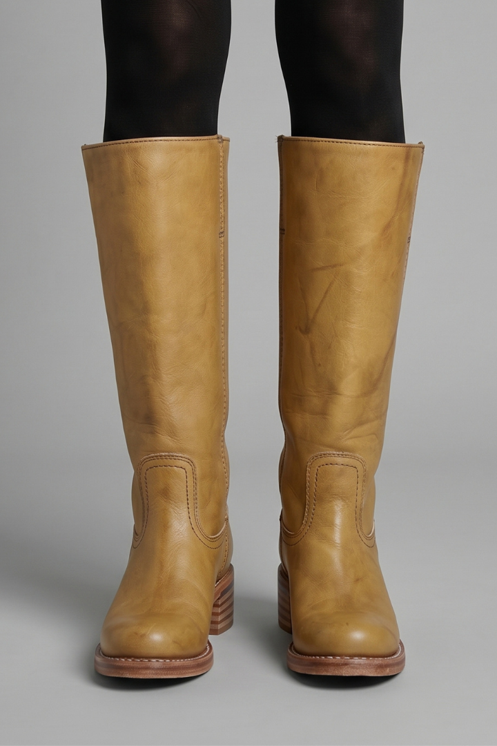 Botas de Mujer de Caña Media con Tacón Ancho y Diseño sin Cordones