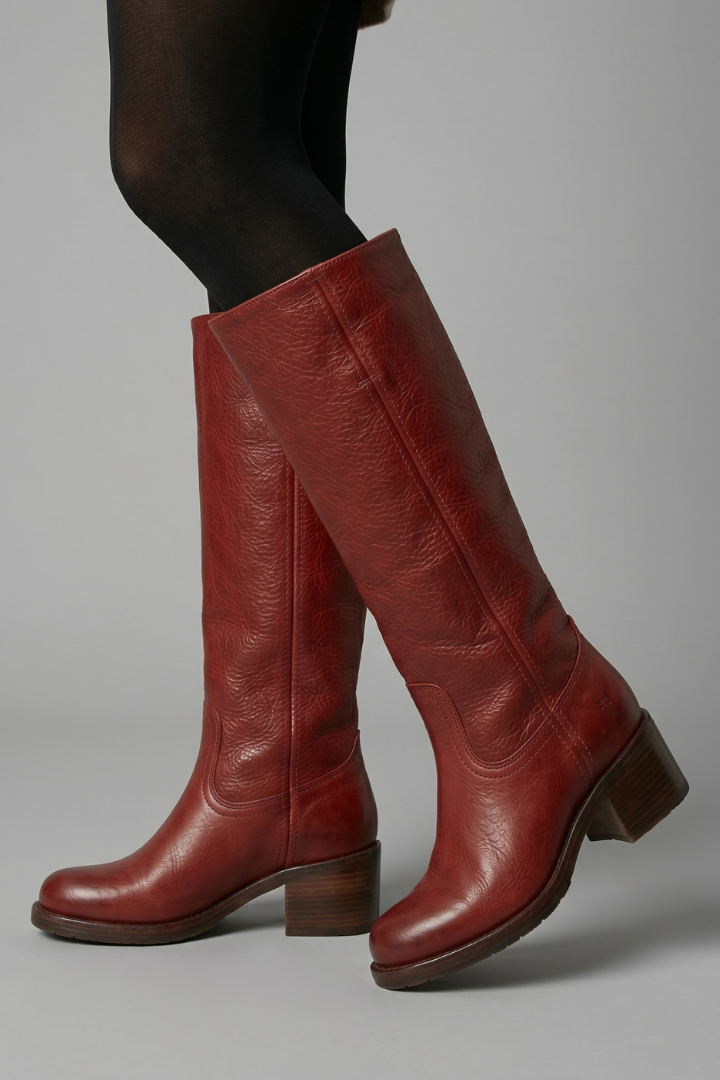 Botas de Mujer de Caña Media con Tacón Ancho y Diseño sin Cordones